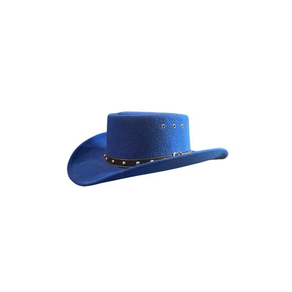 Electric Blue Felt Western‎ Hat - Studded Band Western Express Inc - Picture 5 of 7